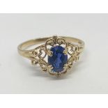 14ct gold blue stone ring