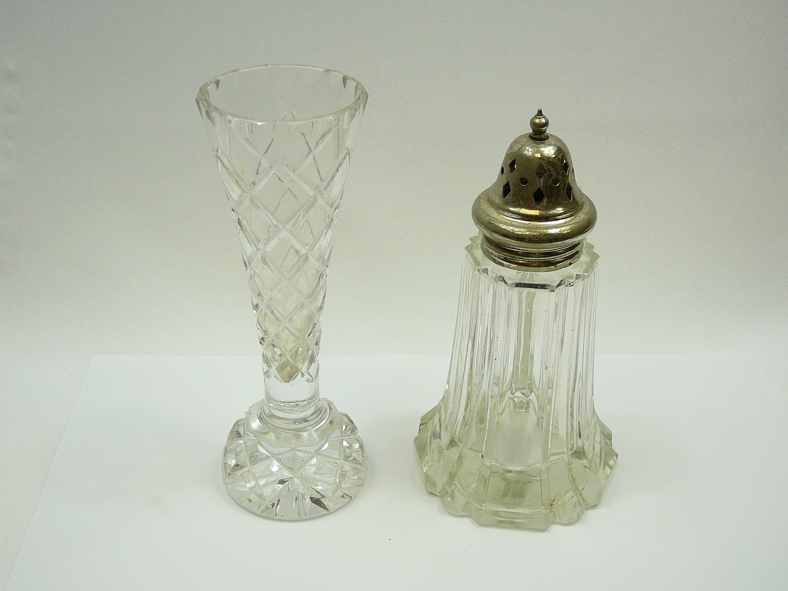 Crystal vase and sugar caster