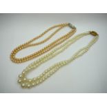 2 Vintage Faux Pearl Necklaces