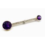 14ct gold amethyst and diamond brooch