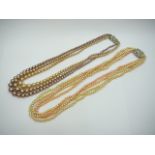 2 Vintage Faux Pearl Necklaces
