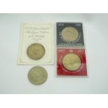 Four assorted commemorative crown coins