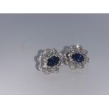 18ct white gold sapphire and diamond earrings