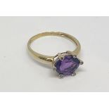 9ct amethyst and diamond ring