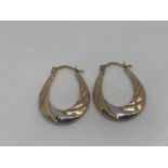 9ct three colour gold hoop earrings