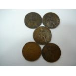 x5 UK King George V pennies