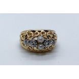 18ct gold pearl and diamond ring