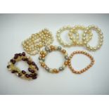 7 Faux Pearl Bead bracelets