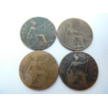 x4 UK Edwardian half pennies