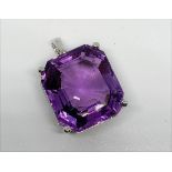 9ct white gold and amethyst pendant