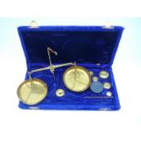 Boxed set of repro brass balance scales