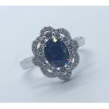 18ct white gold sapphire and diamond ring