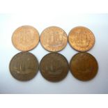 x6 UK pre-decimal half pennies
