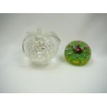 Large apple paperweight and other