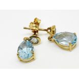 9ct gold and blue topaz earrings