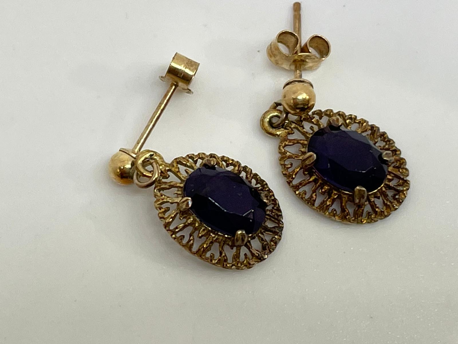 9ct amethyst earrings - Image 2 of 2