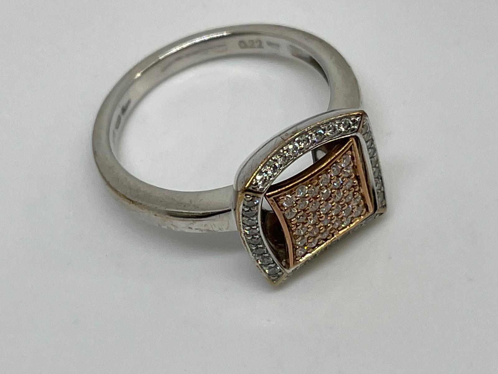 9ct white and rose gold diamond ring - Image 2 of 2