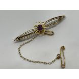 9ct gold and amethyst brooch