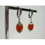 Silver and amber earrings