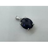 9ct white gold iolite pendant