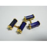 Pair of gilt and lapis cufflinks