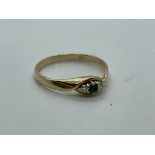 9ct gold emerald and diamond ring