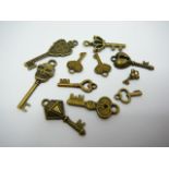 x10 miniature key pendants