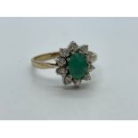 9ct gold emerald and CZ ring