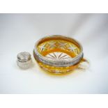 Wine tasting bowl and silver top jar