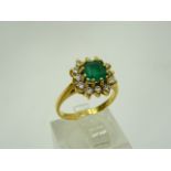 18ct gold 1.3ct emerald and diamond ring