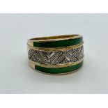 9ct gold enamel and diamond ring