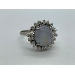 14ct white gold stone and diamond ring