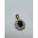 9ct gold sapphire and diamond pendant