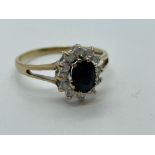 9ct gold sapphire and CZ ring