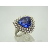 Platinum 6.56ct tanzanite and diamond ring