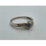 Silver blue diamond ring