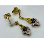 9ct gold sapphire and diamond earrings