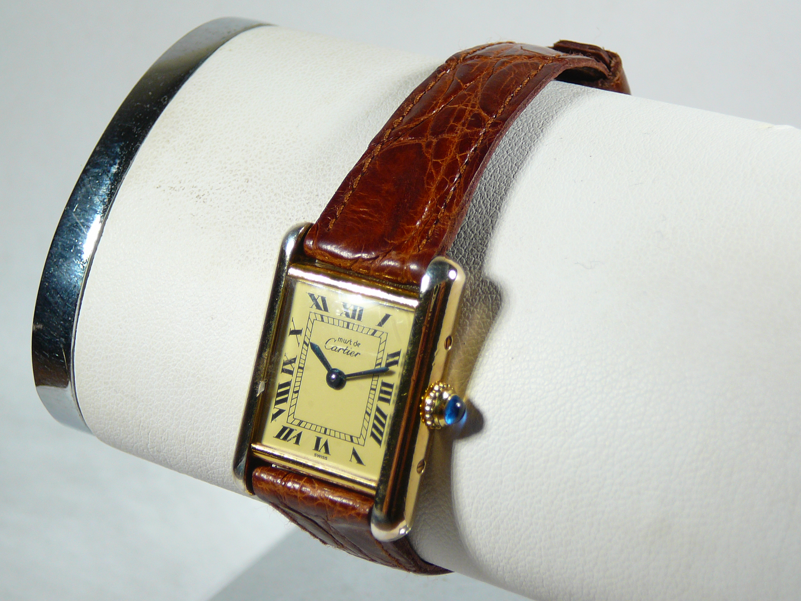 Ladies Silver Gilt Cartier Wrist Watch