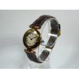 Ladies Silver Gilt Cartier Wrist Watch