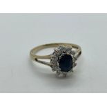 9ct gold sapphire and CZ ring