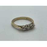 9ct gold 3 stone diamond ring