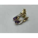 9ct gold amethyst and diamond earrings