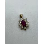 9ct gold ruby and CZ pendant