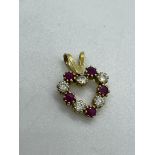 9ct gold ruby and CZ pendant