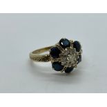 9ct gold sapphire and diamond ring