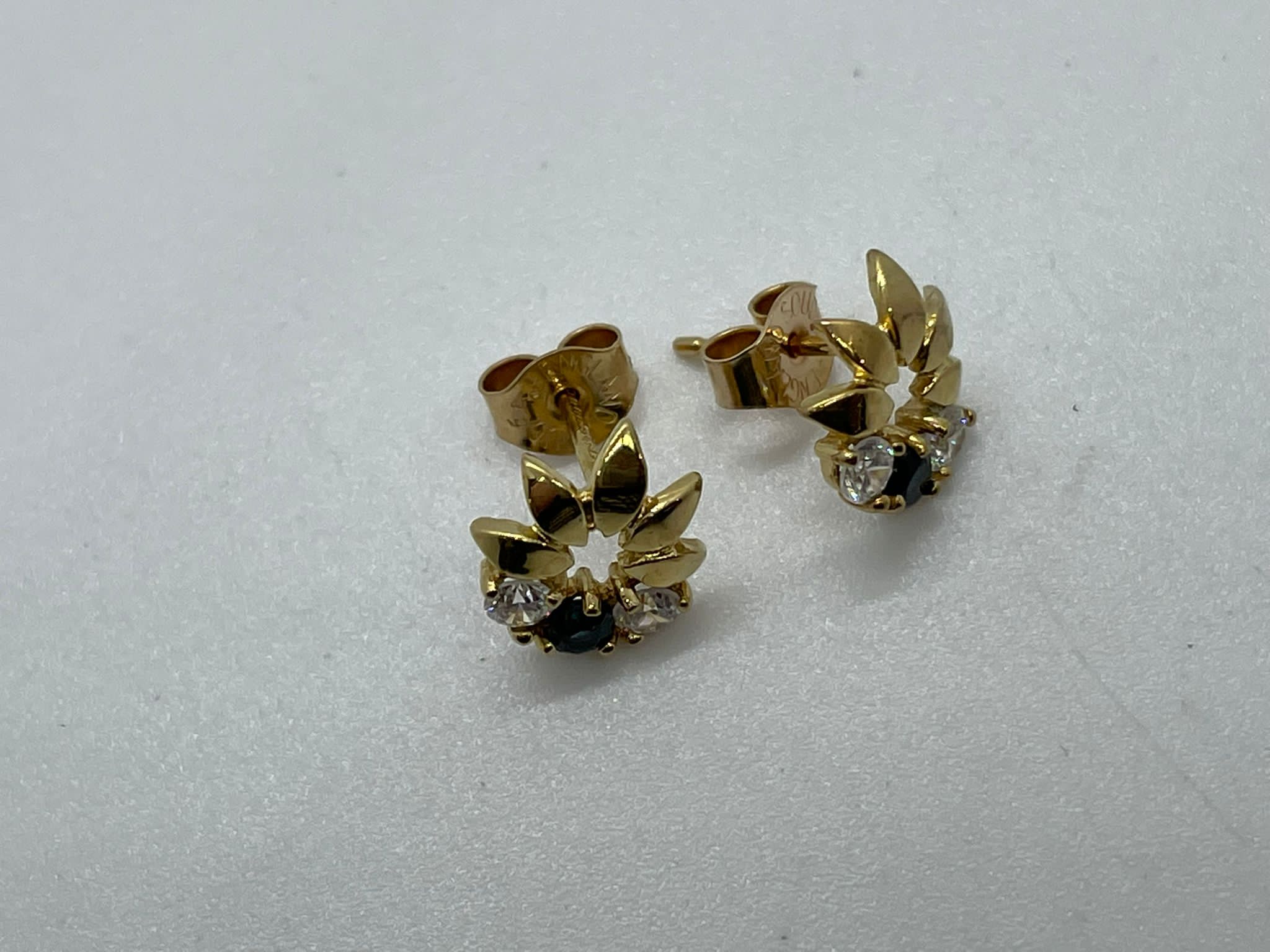 9ct gold sapphire and CZ earrings - Image 2 of 2