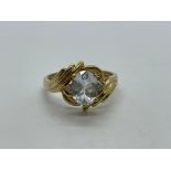 9ct gold aquamarine and diamond ring