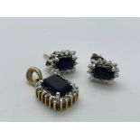 9ct gold sapphire and diamond earring and pendant set