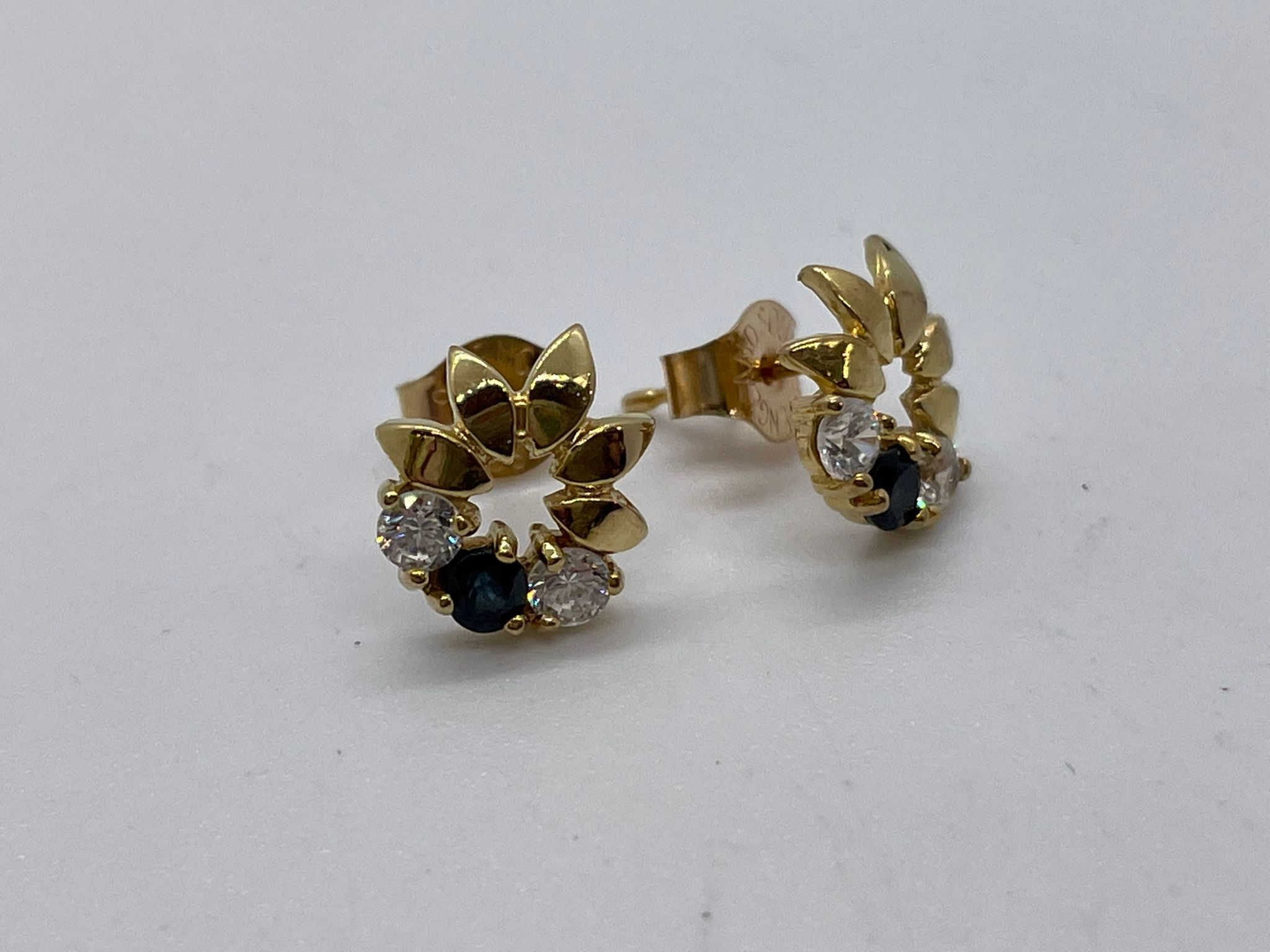 9ct gold sapphire and CZ earrings