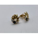 9ct gold sapphire and CZ earrings